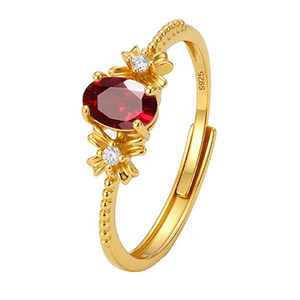 Minimalist 4*6mm Oval Cut Natural Stone Amethyst <b>Adjustable</b> <b>Rings</b> Sterling Silver 925 Gold Plated Bow Jewelry For Women - Product Image 1