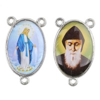 Médaille centrale en alliage personnalisée avec des saints catholiques religieux, 24 mm, pièce centrale de chapelet