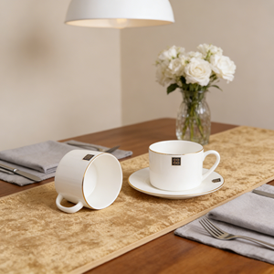 Juego de Taza y Platillo de Café Minimalista y Elegante, Porcelana China Tallada, Apto para Lavavajillas y Microondas, Regalo Ideal para el Té de la Tarde - Product Image 5