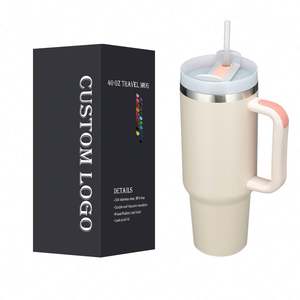 Vaso de vacío de aventura de acero inoxidable por sublimación personalizado de 40oz con mango y pajita - Product Image 1