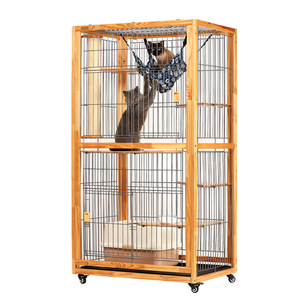 Factory Wholesale Sale Luxury villa indoor cat cage cat house four layers multilayer import pine large space Pet Cat Cages