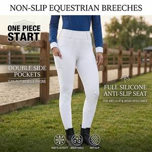 Custom Printed Women Equestrian <strong>Jodhpurs</strong> High Waist 4 Way Stretch Soft Fabric Phone Pockets Horse Riding Breeches for Training - Product Image 1