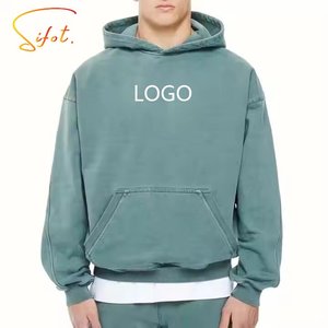 Sifot venta al por mayor apenado Puff impresión Ácido lavado logotipo personalizado Dtg Sudadera con capucha 400 GSM francés Terry - Product Image 1
