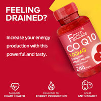 Fabricante de Suplementos de CoQ10 de Marca Privada, 100 mg, Apoya la Salud del Corazón para Adultos, 240 Cápsulas Blandas de Liberación Rápida, Cápsulas Blandas de CoQ10