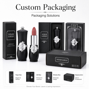 หลอดลิปสติกสีดำด้านหรูหราแบบ Private Label พร้อมโลโก้สั่งทำ ตกแต่งสไตล์บาโรก วีแกน รับผลิต OEM สำหรับผู้ค้าส่งเครื่องสำอางมืออาชีพ - Product Image 4