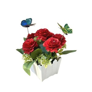 Six chrysanthèmes artificiels en bonsaï avec papillons, 19 pouces, décoration intérieure pour salon, balcon. - Product Image 5