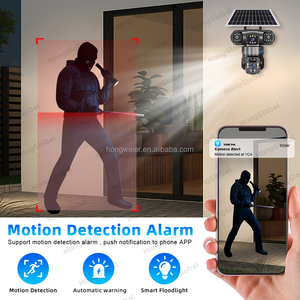 Hongglobal 12MP 6K không dây 4G PTZ năng lượng mặt trời Powered surveil máy ảnh V380 <span class=keywords><strong>Pro</strong></span> 3 ống kính an ninh 4G Thẻ Sim ngoài trời 4G năng lượng mặt trời cctv camera - Product Image 5