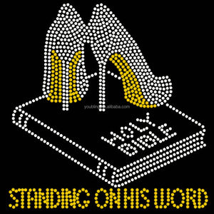 اختيار 5 ألوان يقف على كلمته حجر الراين نقل الحرارة الدينية حجر الراين تصميم الكتاب المقدس للملابس - Product Image 5