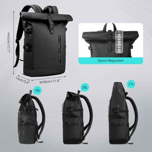 Custom Multi-Function <b>Roll</b> Top <b>Backpack</b> Lightweight Oxford Material USB Waterproof Large Travel Hiking Bag for College School - Product Image 3