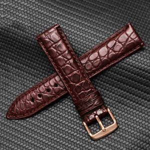 Classico nero marrone genuino coccodrillo modello circolare in <span class=keywords><strong>pelle</strong></span> <span class=keywords><strong>cinturino</strong></span> <span class=keywords><strong>orologio</strong></span> 12-24mm di fascia alta in vera <span class=keywords><strong>pelle</strong></span> <span class=keywords><strong>orologio</strong></span> sostituzioni cintura - Product Image 5
