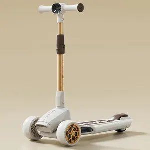 2024 neue Outdoor-Sportprodukte Kleinkind Kick Scooter leuchtende LED PU 3-Räder klappbare Kinder-Scooter für Kinder Mädchen Jungen