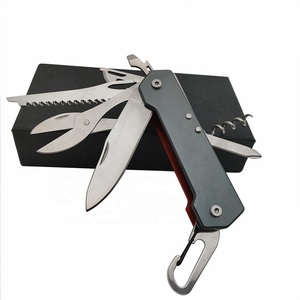 Couteau multifonction rose Mandarin <span class=keywords><strong>Duck</strong></span> avec manche en aluminium, lame en acier inoxydable, mousqueton et tire-bouchon pour activités de plein air - Product Image 2
