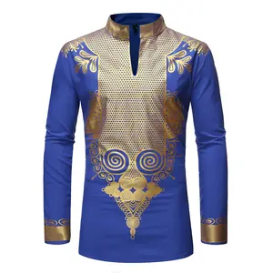 C11371a abbigliamento africano camicie a maniche lunghe dashiki con colletto alla coreana taglie forti da uomo - Product Image 2