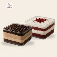 Contenants en plastique transparents, durables et recyclables, de forme carrée, pour mousse, tiramisu et desserts, vente en gros
