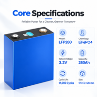 Cellules LiFePO4 3.2V 280Ah en stock aux États-Unis, batterie au lithium-fer LF280 à décharge profonde, cellule de batterie rechargeable avec goujons M6 et barres omnibus
