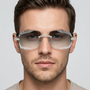 Rimless Square <b>Sunglasses</b> Leopard Gradient Polarized Lenses UV400 C6 Custom Logo Unisex Outdoor Fashion Eyewear - Product Image 2
