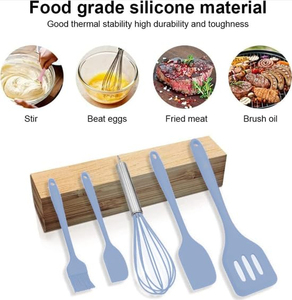 Heat Resistant Nonstick <b>Red</b> Silicone Baking Utensil Sets with Stainless Steel Handles for Professional Kitchen Cake Pastry - Product Image 2