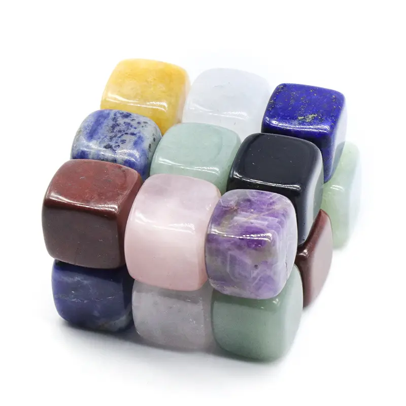 Natural Assorted Colorful Quartz Amethyst Rose Quartz Lapis Lazuli Red Jasper Tiger Eye Stone Crystal Block Cubes