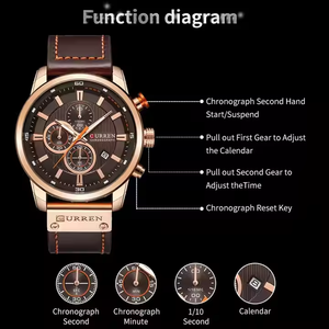 Montre à quartz pour homme, vente chaude, bracelet en cuir, étanche, montre-bracelet avec <span class=keywords><strong>date</strong></span>, montre intelligente - Product Image 5