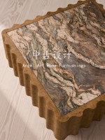 Ensemble de tables basses en bois massif sculpté à la main, style médiéval, avec plateau en marbre, écologique E0, personnalisable