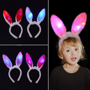 Serre-tête lumineux en forme d'oreilles de lapin, en peluche et pailleté, accessoire de fête pour enfants - Product Image 2