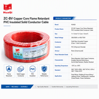 Fil de construction HUAQI ZC-BV 1,5 mm 20 AWG 1 conducteur en cuivre massif isolé PVC ignifuge 100 m 450/750 V norme GB