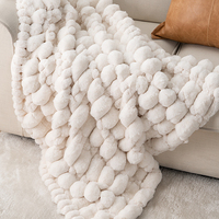 Meilleure couverture en fausse fourrure de lapin extensible en jacquard blanc crème ultra confortable et douce