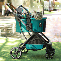 Chariot de transport pliable à quatre roues détachable pour animaux de compagnie, poussette japonaise pour chats et chiens, vente en gros