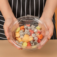 Boîte d'emballage jetable en PET transparente pour salade de fruits, sandwichs, gâteaux, produits frais, emballage alimentaire rond monobloc, qualité alimentaire