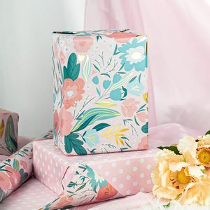 Pink Floral Wrapping <b>Paper</b> 17in x 32.8ft Reversible Gift <b>Wrap</b> For Baby Shower Birthday Valentine's Day Mother's Day - Product Image 2