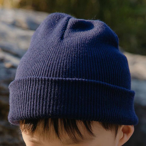 定制标志儿童针织豆豆空白纯色男女通用冬季儿童冷帽亚克力柔软针织平纹袖口豆豆帽 - Product Image 2