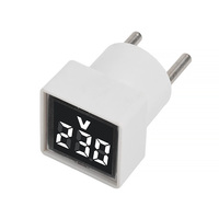 Shuailun AC220V Lampu Indikator Plastik Voltmeter LED Tampilan Digital Monitor Pengukuran Colokan EU Persegi Serbaguna IP20