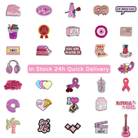 Autocollants Métalliques Cœur Rose Prêts à l'emploi pour Téléphone, Décalcomanies Mignonnes en Émail pour Coque de Téléphone, Badges Broches INS Doux et Féminins, Vente Directe Usine, Faible MOQ
