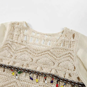Top corto de punto sin mangas estilo bohemio para mujer, chaleco transpirable de algodón para verano - Product Image 2