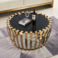 Table basse ronde de luxe en verre, en acier inoxydable doré, table à thé personnalisée pour salon, meubles d'intérieur