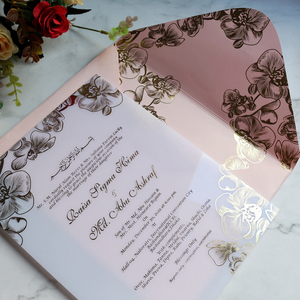 Large size Doc acrylic invitation card templates the Golden Wedding Foiling design Floral rose with envelope and RSVP card - Product Image 3
