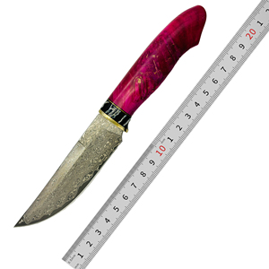 Cuchillo de hoja fija de acero damasco VG10 hecho a mano con mango de madera curada de dientes de mamut, DIY, 60 HRC, para supervivencia en el campo y caza - Product Image 6