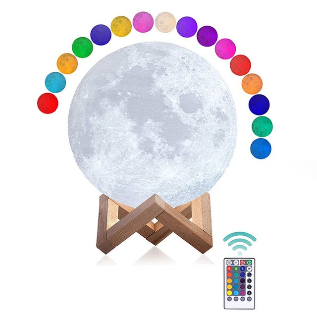 16 Colors 3D Printing Moon Night Light Remote Touch Control Personalized LED Moon Light 10-20CM Photo/Text Customized Moon Lamp