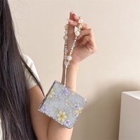 Coque de téléphone imprimée de fleurs jaunes et violettes, motif de fleurs fraîches naturelles, pour Galaxy Z Flip 8-3, sangle en perles, housse de protection pliable