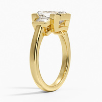 Cincin Wanita Perak Sterling S925 Berlapis Berlian Moissanite 2/5 Karat dengan Desain Geometris Tangga Persegi dan Setting Prong