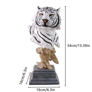 Escultura de Tigre Blanco en Resina con Rayas Realistas, Estatua de <span class=keywords><strong>Animal</strong></span> Majestuoso con Expresión Feroz y Lengua Negra, Decoración de Jardín - Product Image 6