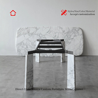 Table à manger rectangulaire en bois haut de gamme pour villa, design moderne à bords courbes uniques, entièrement résistante à l'humidité (Lvfurniture)