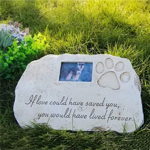 Pet Lapide Cane o Gatto Memorial Pietra Personalizzato con Impermeabile Foto Del Cane o Gatto Tomba Marcatori in Prato e Giardino