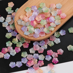 Cuentas de vidrio con forma de flor de cerezo en 3D con degradado de colores para la fabricación de joyas, colores aleatorios, cristal de lampwork. - Product Image 2