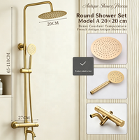 Système de douche thermostatique mural de luxe en laiton avec jet de pluie et jets de massage doux, barre coulissante réglable pour appartement, maison, hôtel
