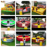 WINWAY Jeu de taureau mécanique gonflable Country Western pour adultes, capacité 1000 kg, 3-5 passagers, 5x5m