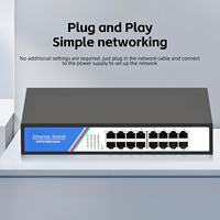 Switch Tshield de 16 Puertos Fast Ethernet Full-Duplex/Half-Duplex No Administrado, 10/100Mbps, 3.2Gbps, RJ45, Plug and Play para Redes
