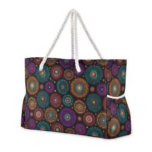 Bolso de Playa Impermeable para Mujer con Cremallera, Estampado Personalizado, Asas de Cuerda con Diseño de Puntos Aborígenes Australianos, Ideal para Viajes de Fin de Semana de Verano - Product Image 6