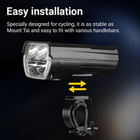 Phare de vélo à chargement USB avec haut-parleur, affichage de la puissance, lampe torche solaire étanche