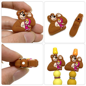 Vendite calde personaggio dei cartoni animati personalizzato marha <span class=keywords><strong>e</strong></span> Bear perline in Silicone eco-friendly perline focali per fai da te artigianato fatto a mano - Product Image 4